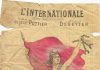 Forside på hæfte med tekst og noder til Internationale, på fransk med Eugène Pottier lyrik og Pierre Degeyters musik. Public domain (expired copyright),