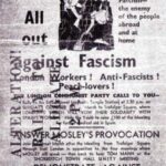 Flyer distributed by the London Communist Party on the occation of the antifacist left confronting a fascist march in Cablestreet in East London on 4. october 1936.