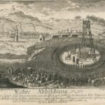 The execution of Joseph Süß Oppenheimer on February 4th, 1738 in front of the Stuttgart city gates. “True illustration of the execution carried out on the Jew Joseph Suss Oppenheimer, born in the Palatinate, in the year 1738, February 4th, such as those carried out for frolocking the printed subjects outside Stuttgart, and he on the iron gallows, in an iron 6-shoe high Käffich has been woken up.” Romanus Heid, excudit Augusta Vindelicorum [Print: Romanus Heid, Augsburg] Kupferstich by Lucas Conrad Pfandzelt (1716-1786), German painter, copyist, restorer, collector and businesman, and Jacob Gottlieb Thelot (1708-1760), German printmaker, engraver. Collection: Württembergische Landesbibliothek Stuttgart, graphic collections. Puvlic Domain.