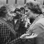 Two Iron Ladies – the zionist Golda Meir and the neoliberalist Margaret Thatcher, April 1976, Tel Aviv. Photo: Levan Ramishvili. Public Domain.