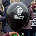 ‘I Still Hate Margaret Thatcher’ – black balloon, Thatcher protest, Trafalgar Square, London, 13 April 2013. Photo: Chris Beckett. (CC BY-NC-ND 2.0).