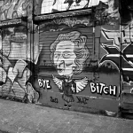 Bye Bitch! Street art at rue Denoyez à Belleville. Photo: Taken on May 11, 2013 by Sylv. (CC BY-NC 2.0).