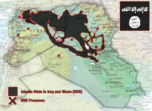 ISIS Islamic state Iraq Sham new map June 2014. Latest map (Source: LiveLeak)