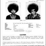 Angela Davis wanted by the FBI on a Federal warrant issued August 15, 1970 for kidnaping and murder charges. On August 18, 1970, FBI director J. Edgar Hoover listed Angela Davis on the FBI’s Ten Most Wanted Fugitive List. Photo: Federal Bureau of Investigation, United States Government. Public Domain.