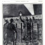 A depiction of the 1914 Christmas truce published on the front page of the Illustrated London News on 9 January 1915. The original caption was “The light of Peace in the trenches on Christmas Eve: A German soldier opens the spontaneous truce by approaching the British lines with a small Christmas tree.” Date: 9 January 1915. Author: Frederic Villiers (1851–1922), British war artist and war correspondent. Public Domain.