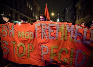 "Kbh. mod fremmedhad - Stop Pegida" - For og imod Pegida (19. januar 2015-demoer). Foto: af Mette Kramer Kristensen/Monsun. Se 5. januar nedenfor.