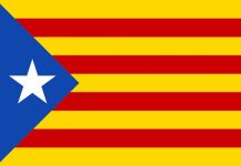 Catalanske seperatiskflag "Estalada". By Huhsunqu - Own work, CC BY-SA 2.5, https://commons.wikimedia.org/w/index.php?curid=739696 Kilde: https://en.wikipedia.org/wiki/Estelada