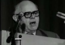 Carl Madsen taler på DKPs Landsmøde 1974 (Billede fra Video optaget af KPNetTV)