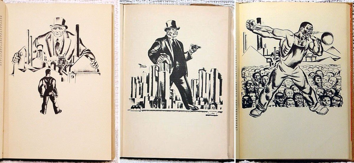 Hugo Gellert (May 3, 1892 – December 9, 1985) var en ungarnsk-Amerikansk illustrator and murmaler. Han illustrerede en udgave af Karl Marx' 'Capital' in Lithographs, New York 1934. De valgte illustrationerer er fra side 3 Primary Accumulation, Secret of primary accumulation [2 of 3], side 14. PRIMARY ACCUMULATION, Origin of the industrial capitalist [1/5] og side 19. PRIMARY ACCUMULATION, Historical tendency of capitalist accumulation