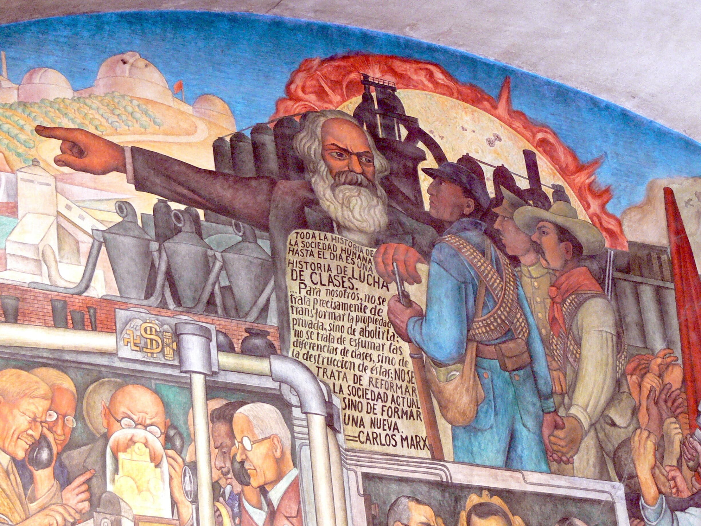 Mexico City - Palacio Nacional. Mural by Diego Rivera showing the History of Mexico: Detail showing Karl Marx. Photo: Taken 09.04.2008 by Wolfgang Sauber. (CC BY-SA 3.0).