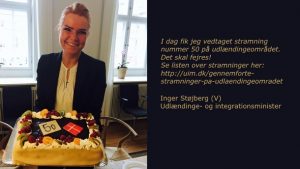 Mere lort end lagkage! Minister Inger Støjberg fejrer stramning nr. 50 på udlændingeområdet. Regeringen forsøger igen at trostugte andre religioner i Danmark.