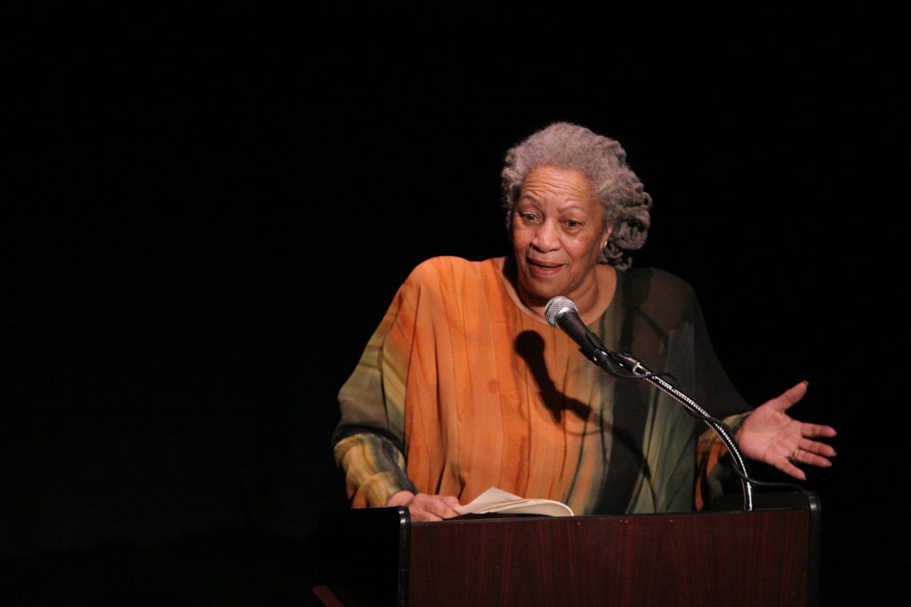 Toni Morrison speaking at "A Tribute to Chinua Achebe - 50 Years Anniversary of 'Things Fall Apart'". The Town Hall, New York City, February 26th, 2008. Date: 18 December 2008. Source Toni_Morrison_2008.jpg. Photo: Angela Radulescu. (CC BY-SA 2.0)